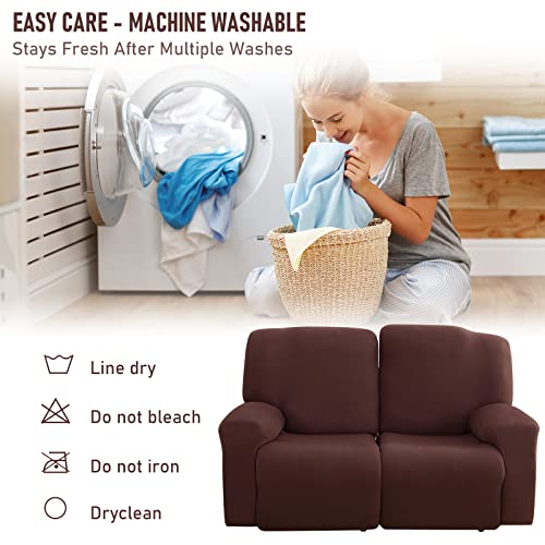 Loveseat Recliner Slipcover with Side Pocket, Stretch Elastic Furniture Protector E391952