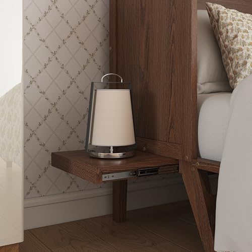 KEIKI Queen Size Murphy Bed with Charging Station and Drawer, Walnut B45816