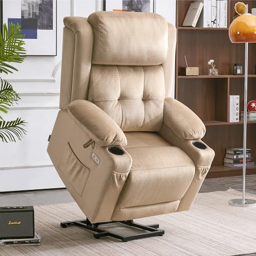 MCombo Dual Motor Power Lift Recliner Chair with Massage and Heat, Grey J16247