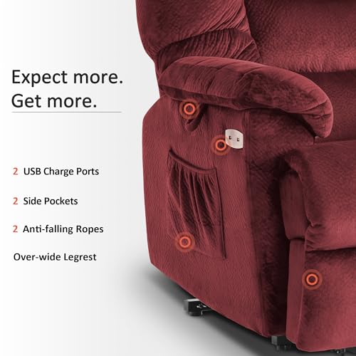 MCombo Triple Motor Power Lift Recliner Chair Sofa with Adjustable Headrest, Fabric, Brown T835565