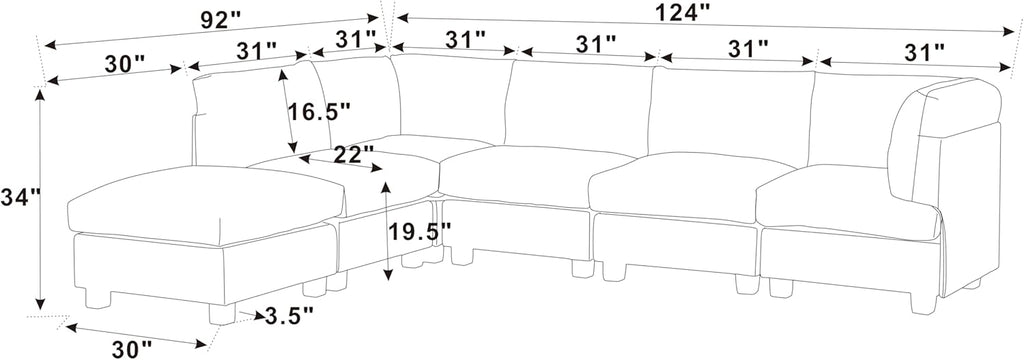 Modular Sectional Dark Gray V83616