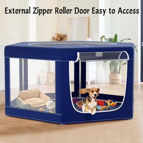 Puppy Playpen Indoor for Small Pets, 42x42x25 Inch with Gate U1971