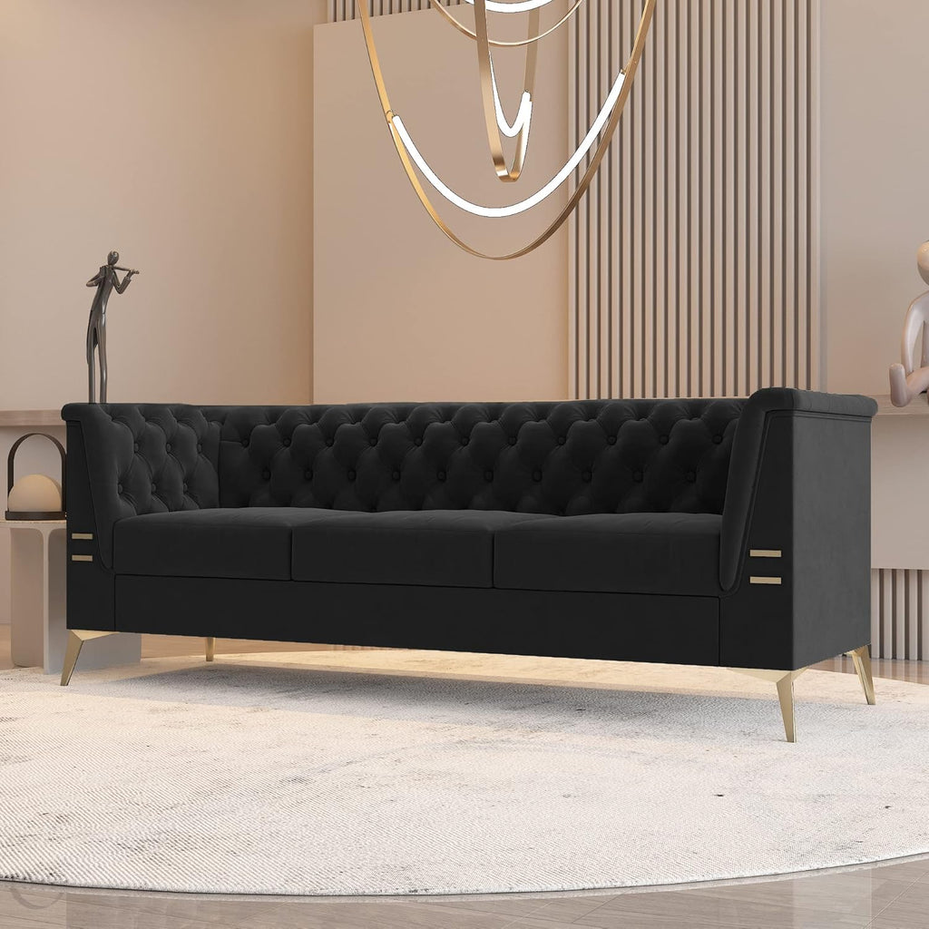 WILLIAMSPACE Chesterfield Sofa 3 Seater Velvet Tufted Dark Grey U235