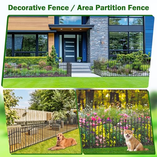 8 Panels Tall No Dig Garden Fence 40in H x 18ft L Rustproof Metal Barrier H7450