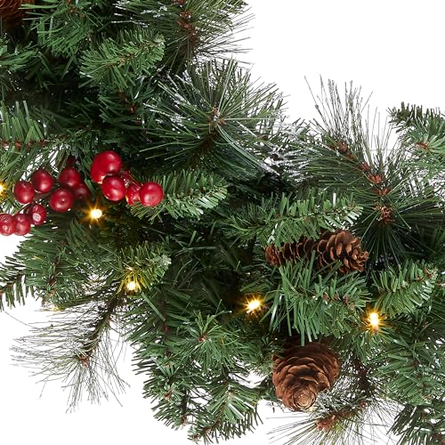National Tree Company 30 in Pre-Lit Crestwood Spruce Artificial Christmas Wreath with Clear Lights G9281