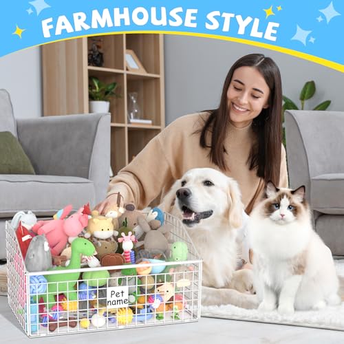 Dog Toy Storage Basket, Metal Toy Box for Dogs, Black D40281