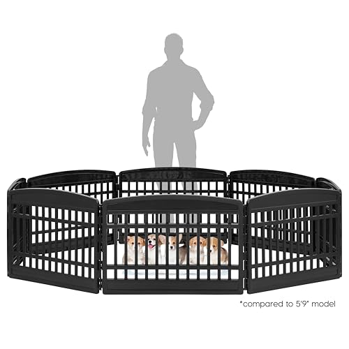 IRIS USA 24" 6-Panel Dog Playpen for Puppies & Small Dogs, Black N28330