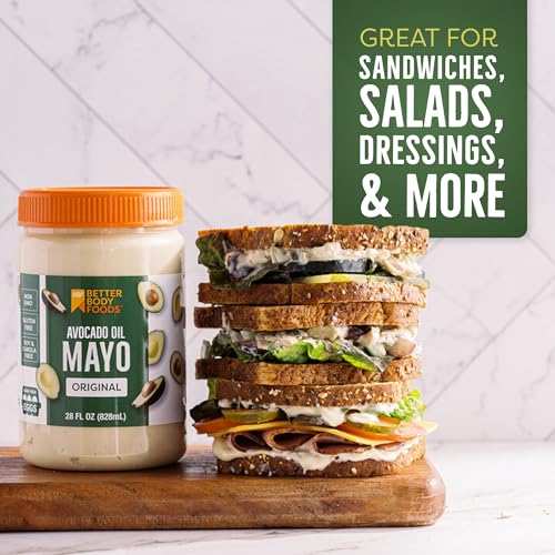 BetterBody Foods Avocado Oil Mayonnaise, Non-GMO, Cage-Free Eggs, 28 oz, Pack of 2 C8489