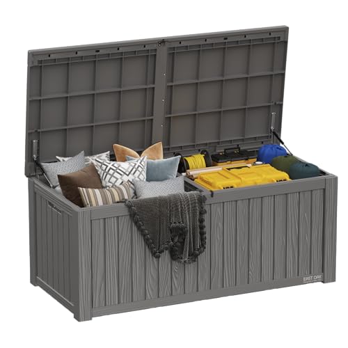 EAST OAK 60 Gallon Waterproof Outdoor Storage Box, Grey A4870