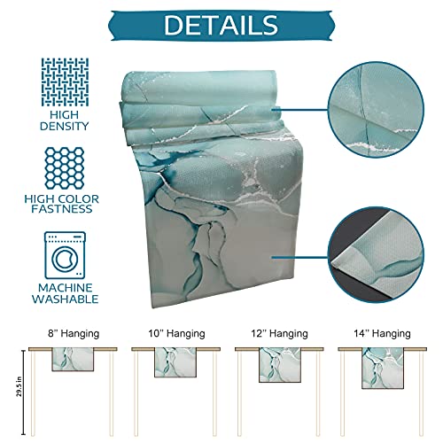 Marble Turquoise Teal Aqua Cotton Linen Table Runner 90 Inches O536843