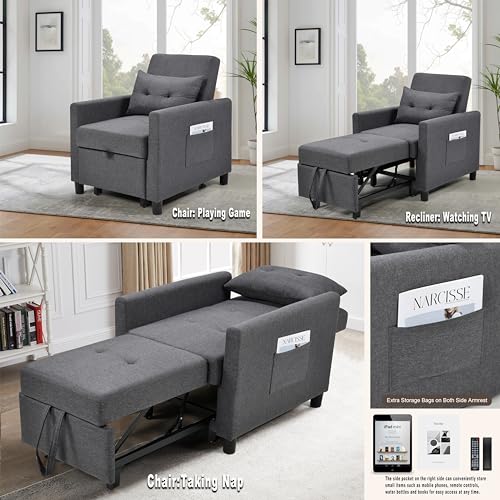 Sofa Bed Sleeper Couch with Pullout Bed 3-in-1 Convertible Chair, Deep Blue R293880