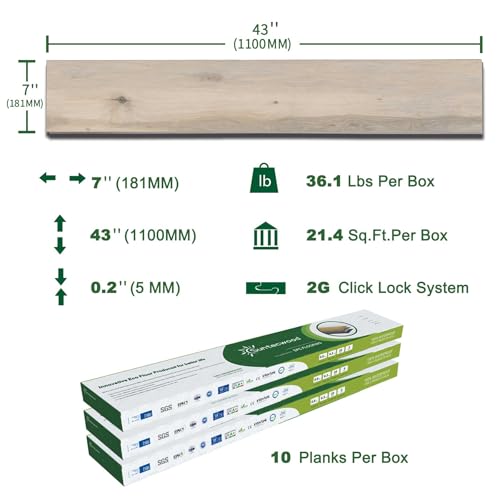 Interlocking Luxury Vinyl Flooring Wood-Look Planks SPC Rigid Core Waterproof Hickory Q852539
