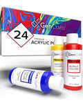 GenCrafts Neon Acrylic Pouring Paint 12 Colors - Pre-Mixed High Flow Ready to Pour - 2 oz./59 ml Bottles - Multi-Purpose Paints for Canvas, Paper, Rocks, Wood