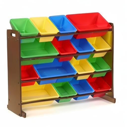 Humble Crew Supersized Toy Storage Organizer with 16 Removable Bins, Grey/White D772791